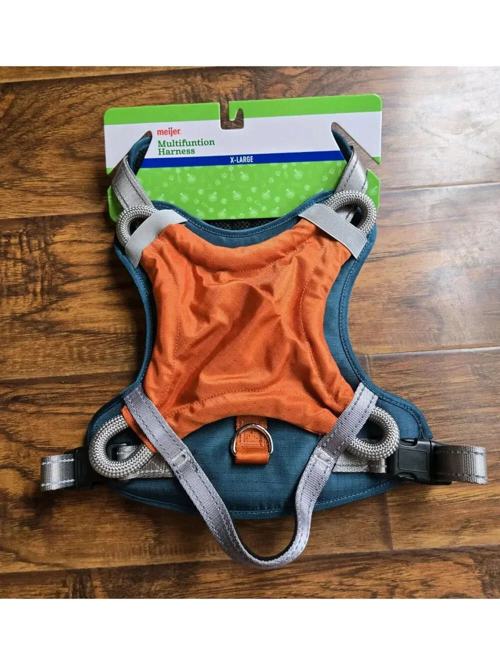 Meijer Multifunction Dog Harness & Removable Frisbee Toy Green Orange XL 28